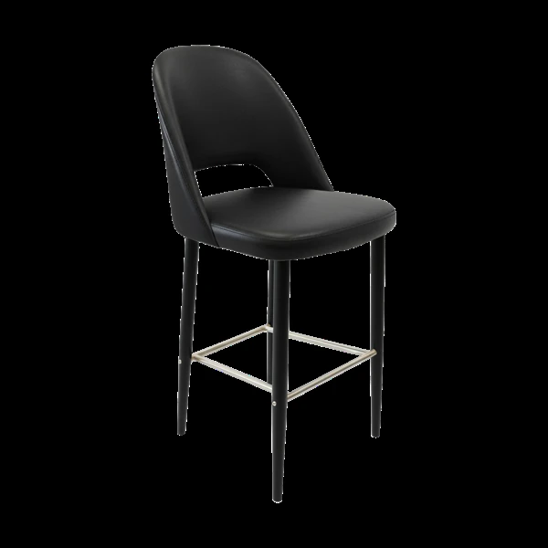 Durafurn Crescent 750mm Barstool - Black Vinyl with Black Round Legs
