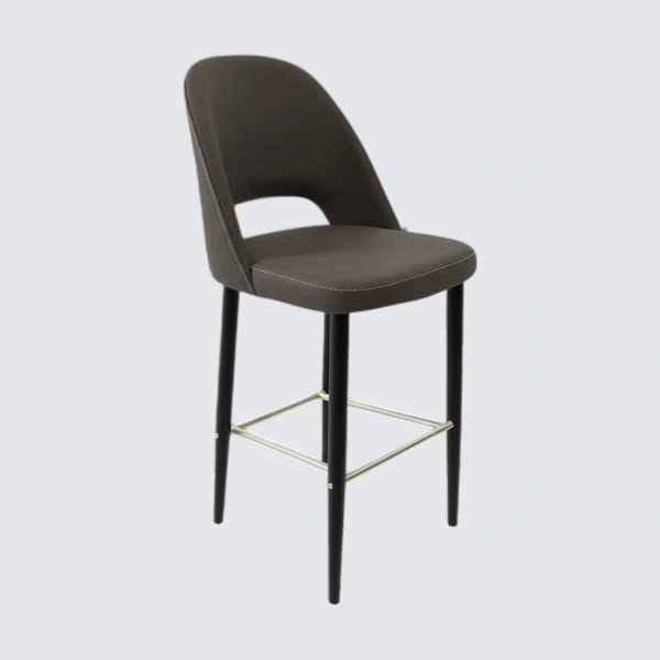 Durafurn Crescent 750mm Barstool - Charcoal Fabric with Black Round Legs