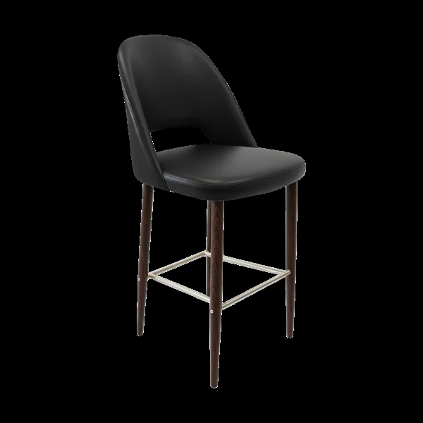 Durafurn Crescent 750mm Barstool - Black Vinyl with Wenge Round Legs