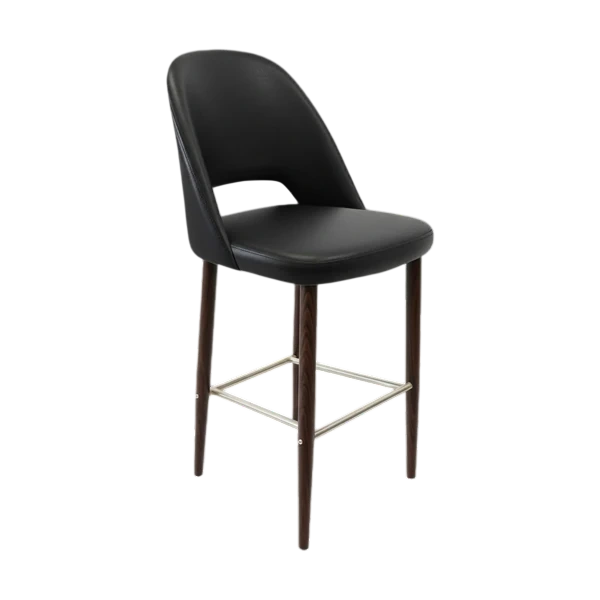 Durafurn Crescent 750mm Barstool - Black Vinyl with Wenge Round Legs