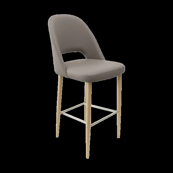 Durafurn Crescent 750mm Barstool - Taupe with Oak Round Legs