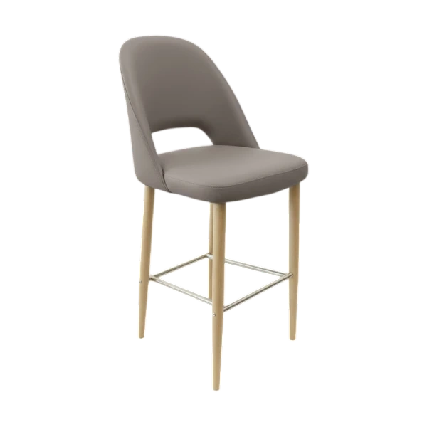 Durafurn Crescent 750mm Barstool - Taupe with Oak Round Legs
