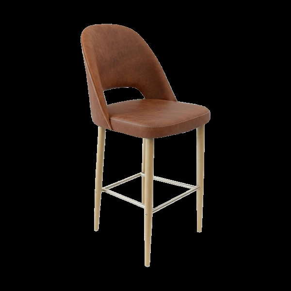 Durafurn Crescent 750mm Barstool - Tan with Oak Round Legs