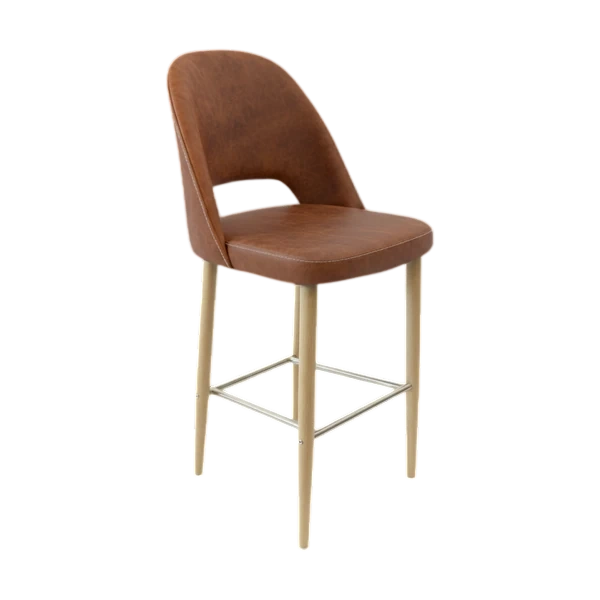 Durafurn Crescent 750mm Barstool - Tan with Oak Round Legs