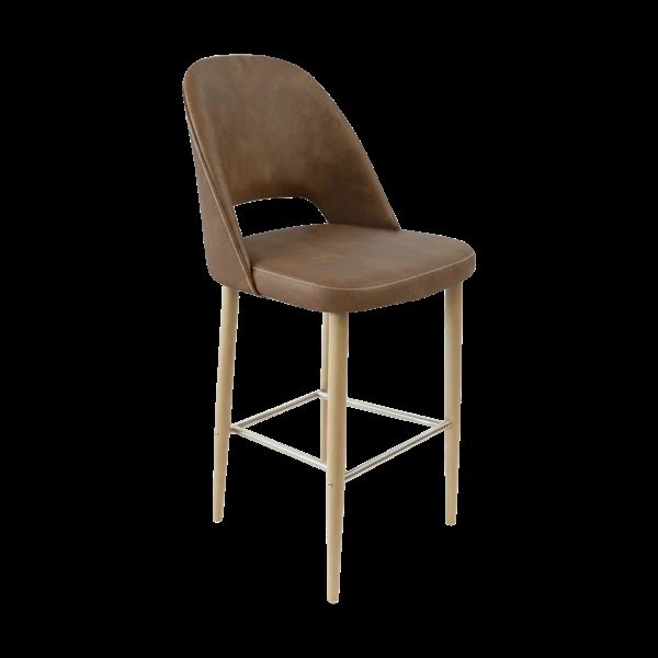 Durafurn Crescent 750mm Barstool - Mocha Fabric with Oak Round Legs