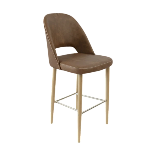 Durafurn Crescent 750mm Barstool - Mocha Fabric with Oak Round Legs