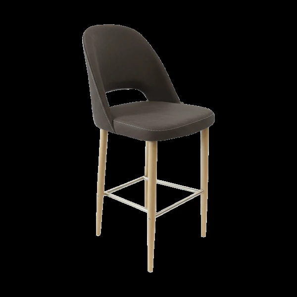 Durafurn Crescent 750mm Barstool - Charcoal Fabric with Oak Round Legs