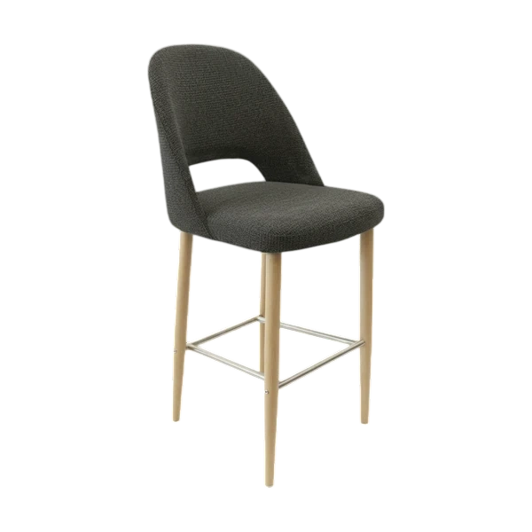 Durafurn Crescent 750mm Barstool - Anthracite Fabric with Oak Round Legs