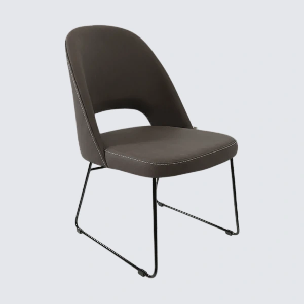 Durafurn Crescent Chair - Charcoal Fabric with Sled Base