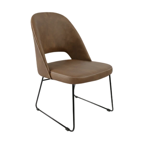 Durafurn Crescent Chair - Mocha Fabric with Sled Base