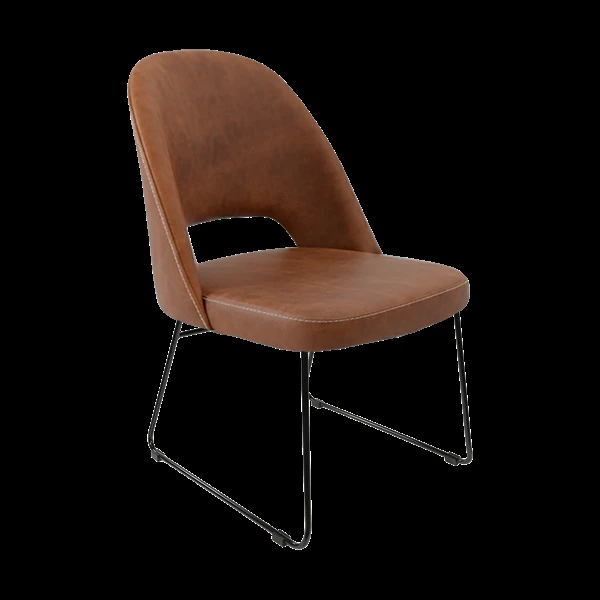 Durafurn Crescent Chair - Tan Fabric with Sled Base