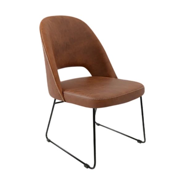 Durafurn Crescent Chair - Tan Fabric with Sled Base