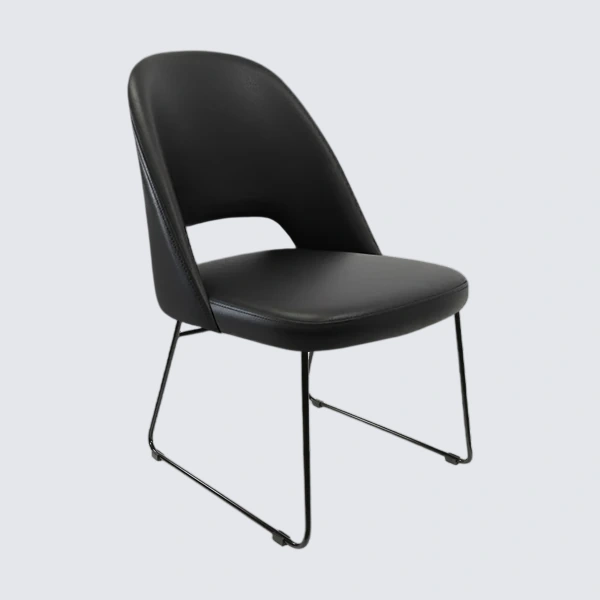 Durafurn Crescent Chair - Black Vinyl with Sled Base