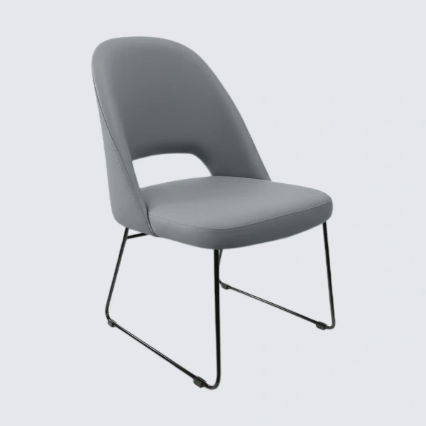 Durafurn Crescent Chair - Stone Vinyl with Sled Base