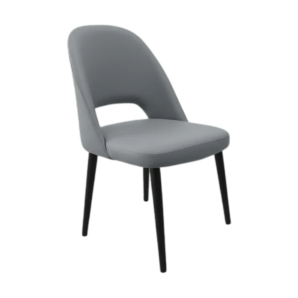 Durafurn Crescent Chair - Stone Vinyl with Black Round Legs