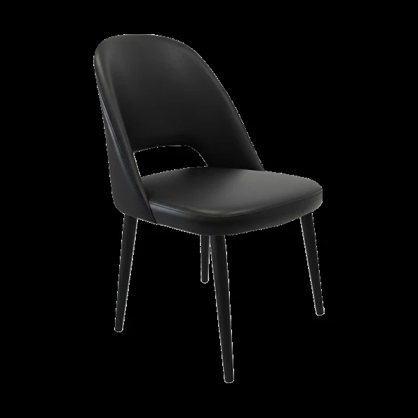 Durafurn Crescent Chair - Black Vinyl with Black Round Legs