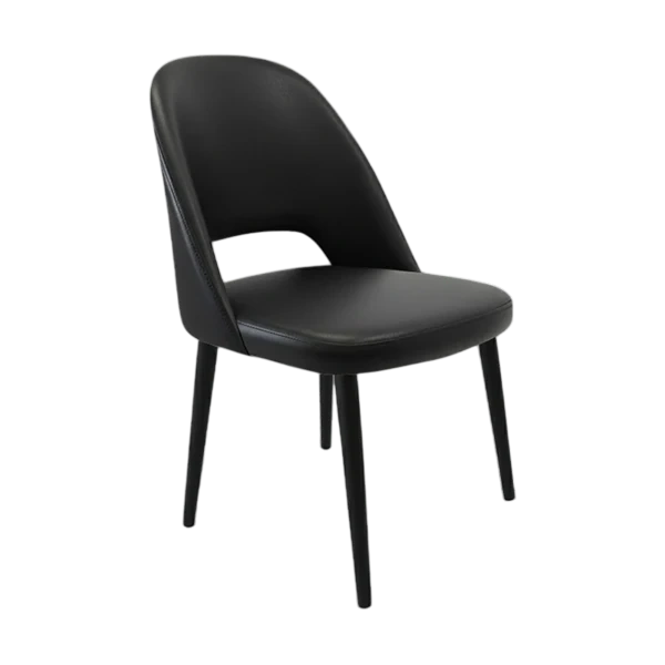 Durafurn Crescent Chair - Black Vinyl with Black Round Legs