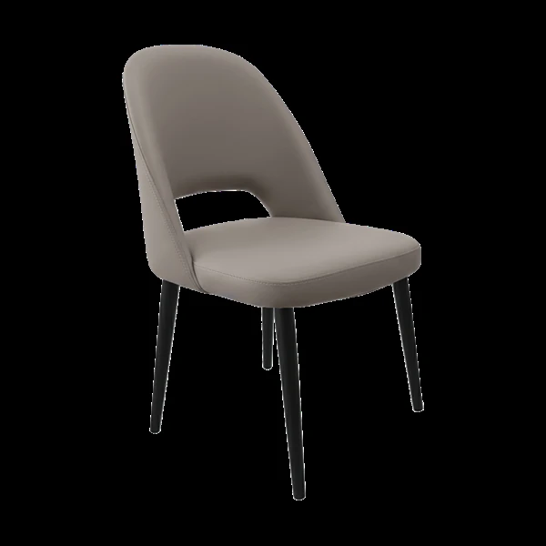 Durafurn Crescent Chair - Nougat Vinyl with Black Round Legs