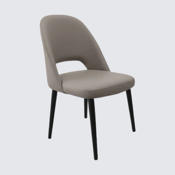 Durafurn Crescent Chair - Nougat Vinyl with Black Round Legs