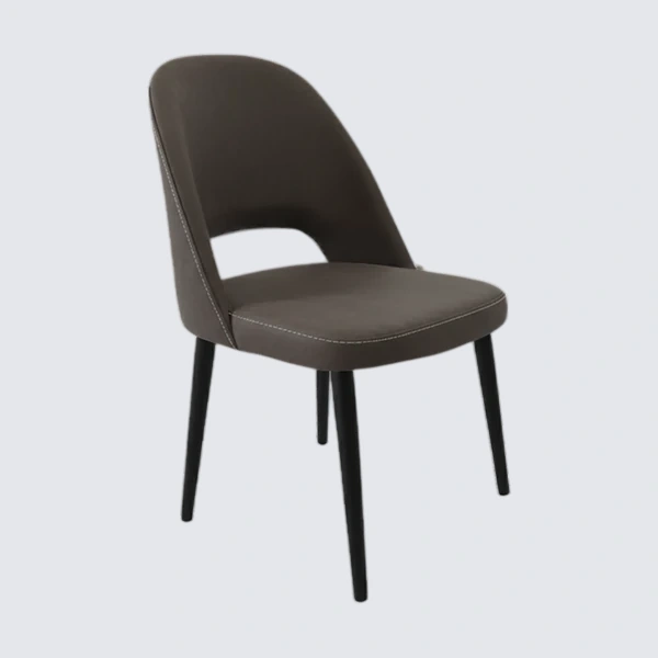 Durafurn Crescent Chair - Charcoal Fabric with Black Round Legs