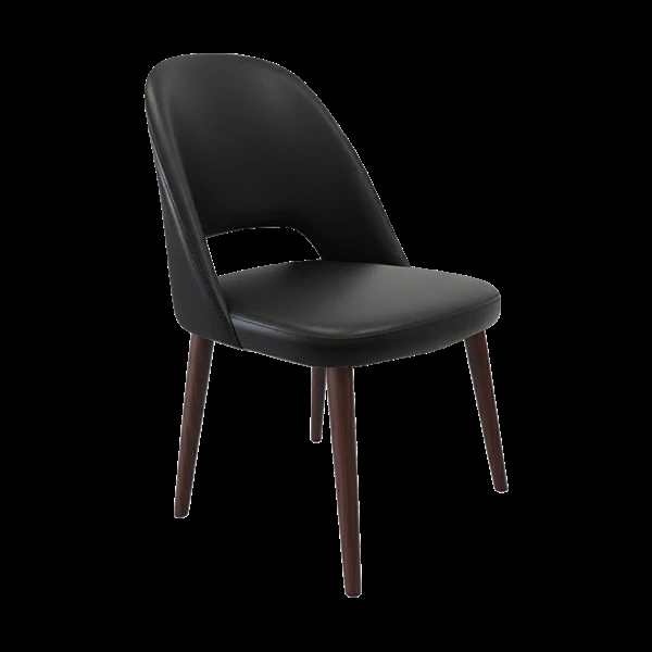 Durafurn Crescent Chair - Black Vinyl with Wenge Round Legs