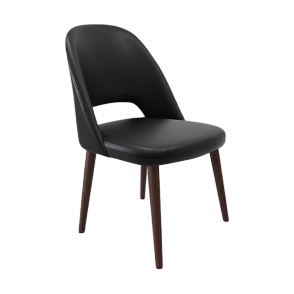 Durafurn Crescent Chair - Black Vinyl with Wenge Round Legs