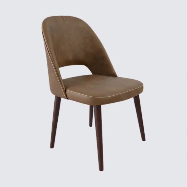 Durafurn Crescent Chair - Mocha Fabric with Wenge Round Legs