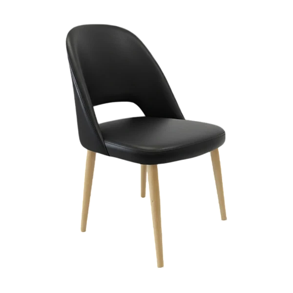 Durafurn Crescent Chair - Black Vinyl with Oak Round Legs