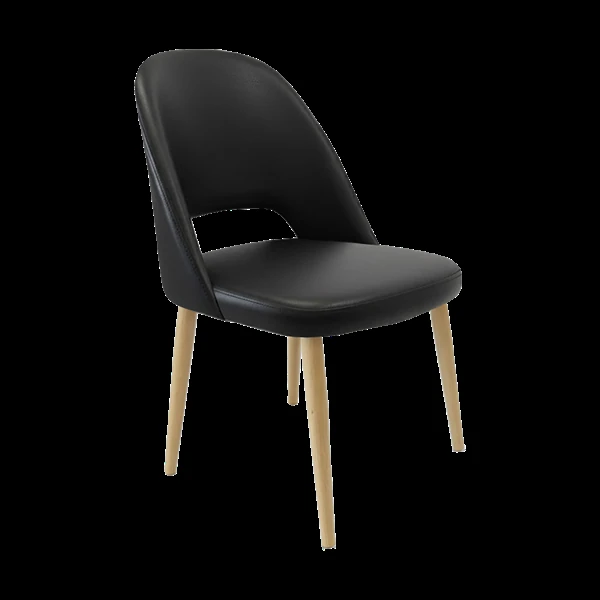 Durafurn Crescent Chair - Black Vinyl with Oak Round Legs