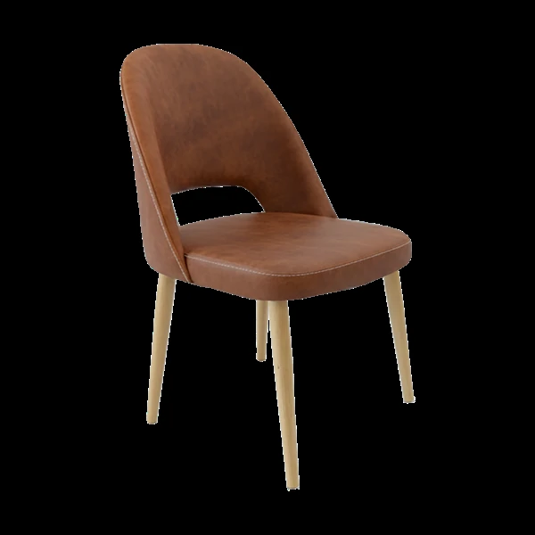 Durafurn Crescent Chair - Tan with Oak Round Legs