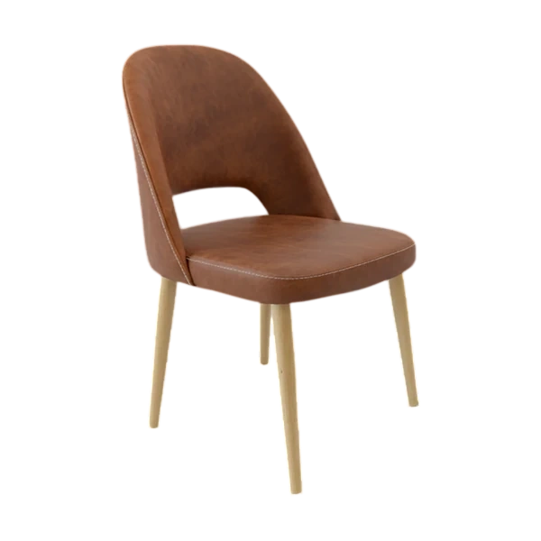 Durafurn Crescent Chair - Tan with Oak Round Legs