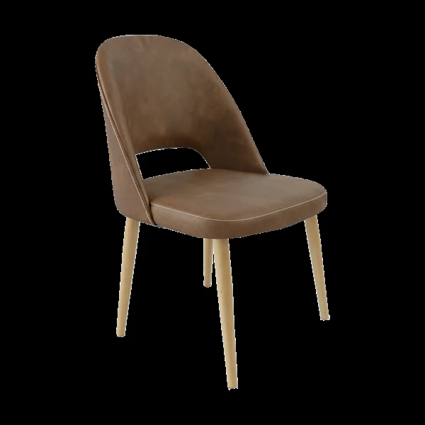 Durafurn Crescent Chair - Mocha Fabric with Oak Round Legs