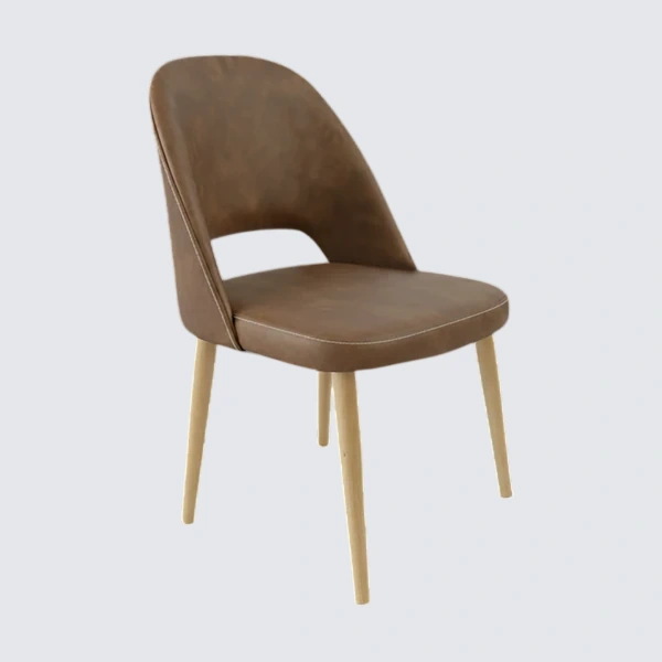 Durafurn Crescent Chair - Mocha Fabric with Oak Round Legs