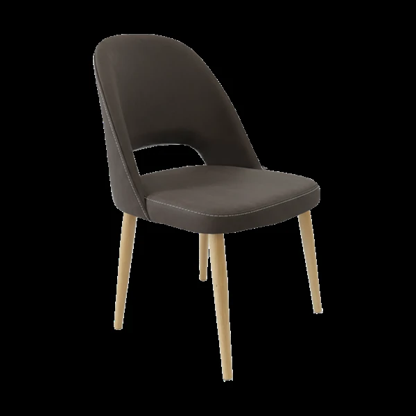 Durafurn Crescent Chair - Charcoal Fabric with Oak Round Legs