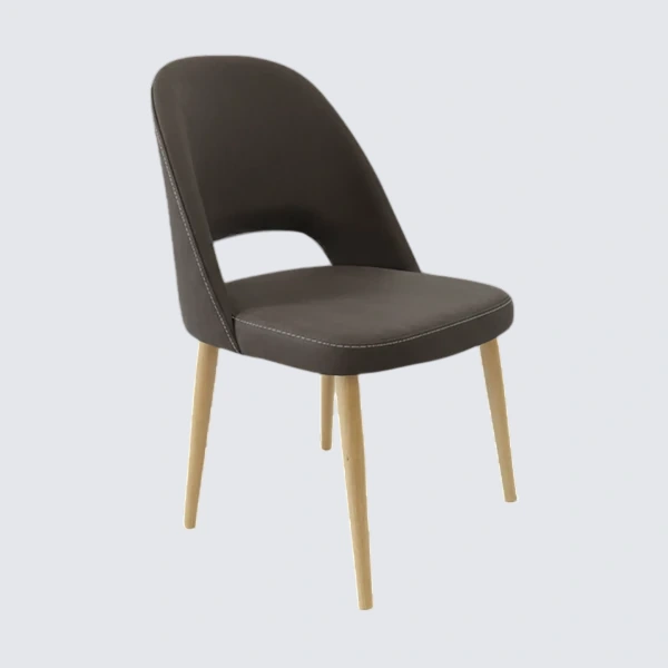 Durafurn Crescent Chair - Charcoal Fabric with Oak Round Legs