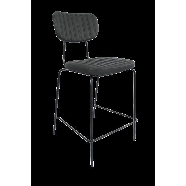 Durafurn Tiramisu 650mm Barstool - Black Frame with Black Vinyl Seat & Back Rest