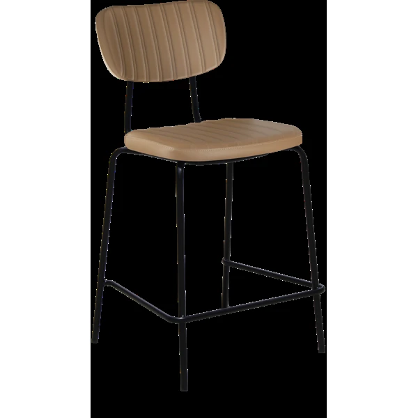 Durafurn Tiramisu 650mm Barstool - Black Frame with Taupe Vinyl Seat & Back Rest