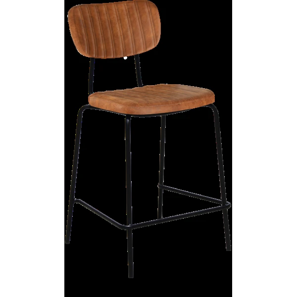 Durafurn Tiramisu 650mm Barstool - Black Frame with Tan Fabric Seat & Back Rest
