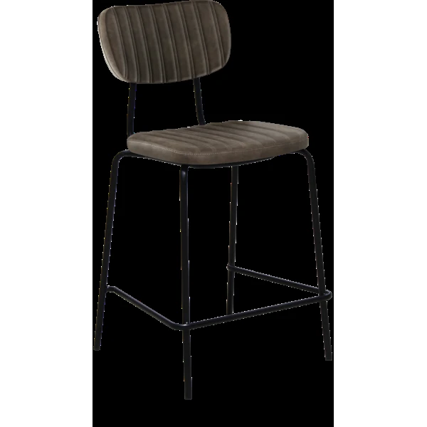Durafurn Tiramisu 650mm Barstool - Black Frame with Charcoal Fabric Seat & Back Rest