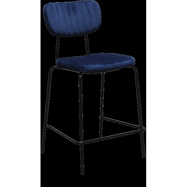 Durafurn Tiramisu 650mm Barstool - Black Frame with Denim Velvet Seat & Back Rest