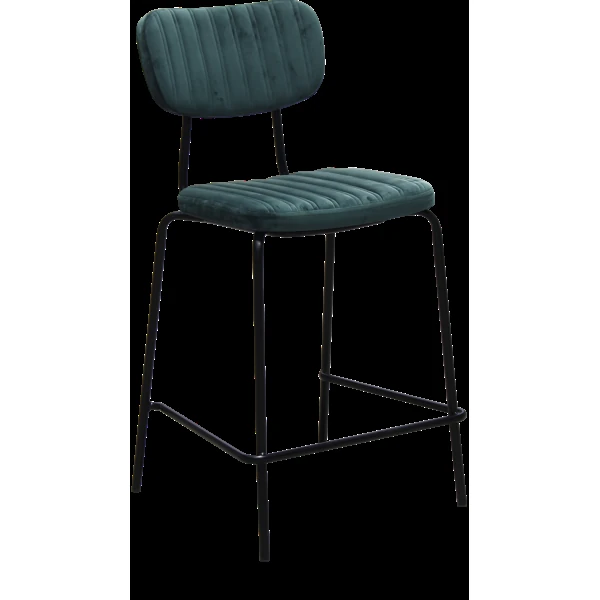 Durafurn Tiramisu 650mm Barstool - Black Frame with Forest Green Velvet Seat & Back Rest