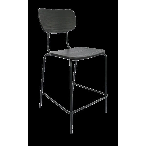 Durafurn Tiramisu 650mm Barstool - Black Frame with Black Ply Seat & Back Rest