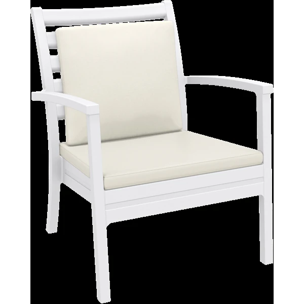 Siesta Artemis XL Arm Chair - White with Beige Seat and Back Cushion
