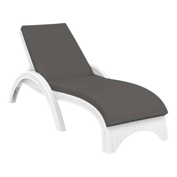 Siesta Fiji Sun Lounger - White with Dark Grey etisilk Cushion