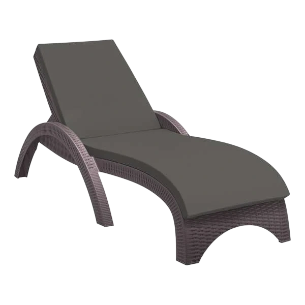 Siesta Fiji Sun Lounger - Chocolate with Dark Grey etisilk Cushion
