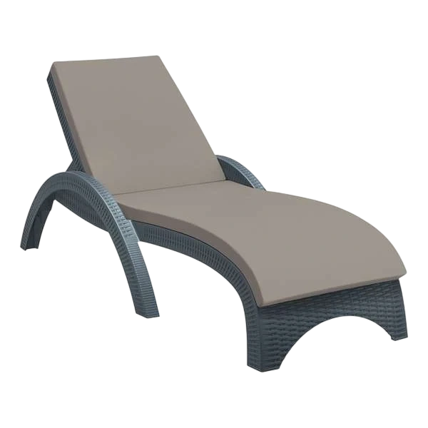 Siesta Fiji Sun Lounger - Anthracite with Light Brown etisilk Cushion