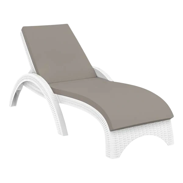 Siesta Fiji Sun Lounger - White with Light Brown etisilk Cushion
