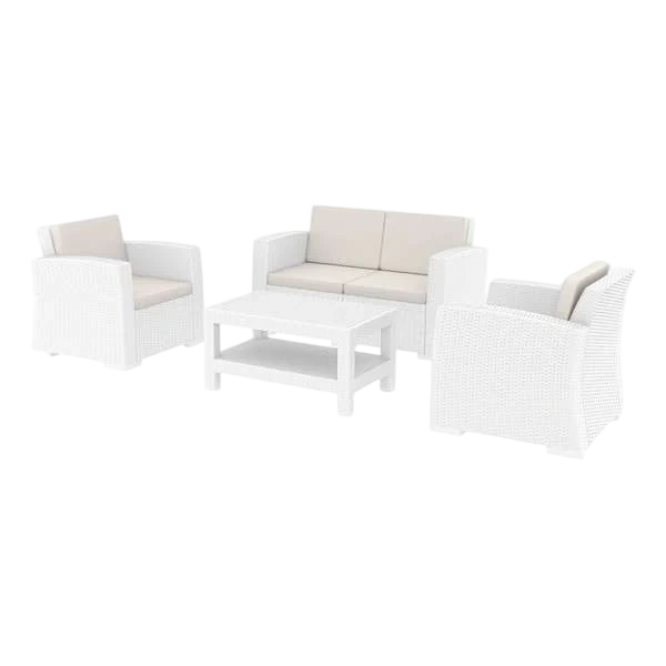 Siesta Monaco Lounge Set - White with cushions