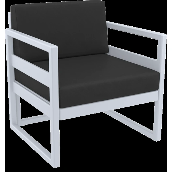 Siesta Mykonos Lounge Arm Chair - Silver Grey with Black Cushions