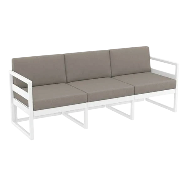 Siesta Mykonos Lounge Sofa XL - White with Light Brown Cushions